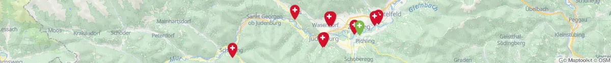 Kartenansicht für Apotheken-Notdienste in der Nähe von Pöls-Oberkurzheim (Murtal, Steiermark)